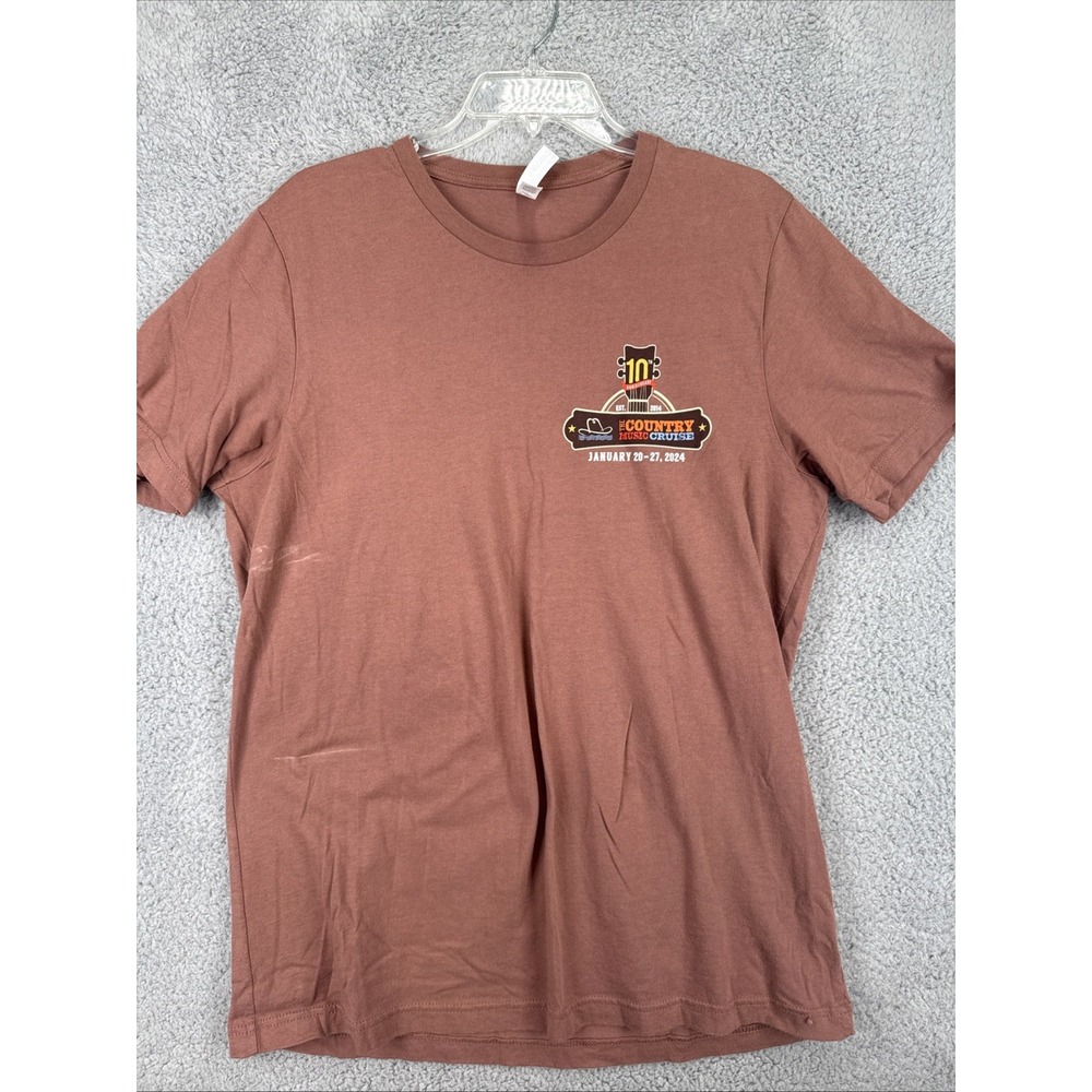 The Country Music Cruise 2024 T-Shirt Mens Large Brown Holland America 10th Aniv